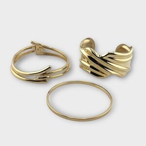 LOT of 3 gold tone bracelets bangles and cuff costume fashion jewelry